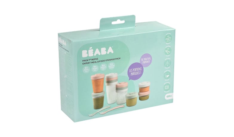 Beaba Stackable Food Jars Meal Set- Eucalyptus (2x90ml, 4x150ml & 6x250ml)