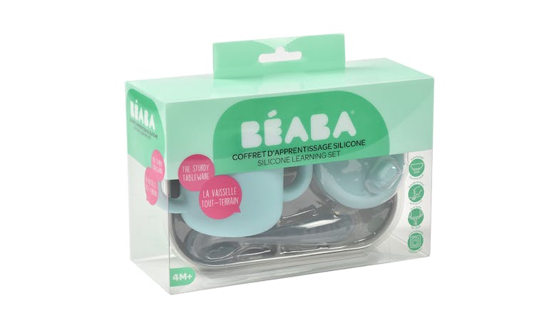 Beaba Silicone Learning Set - Blue/Grey