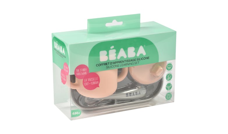 Beaba Silicone Learning Set - Pink/Grey