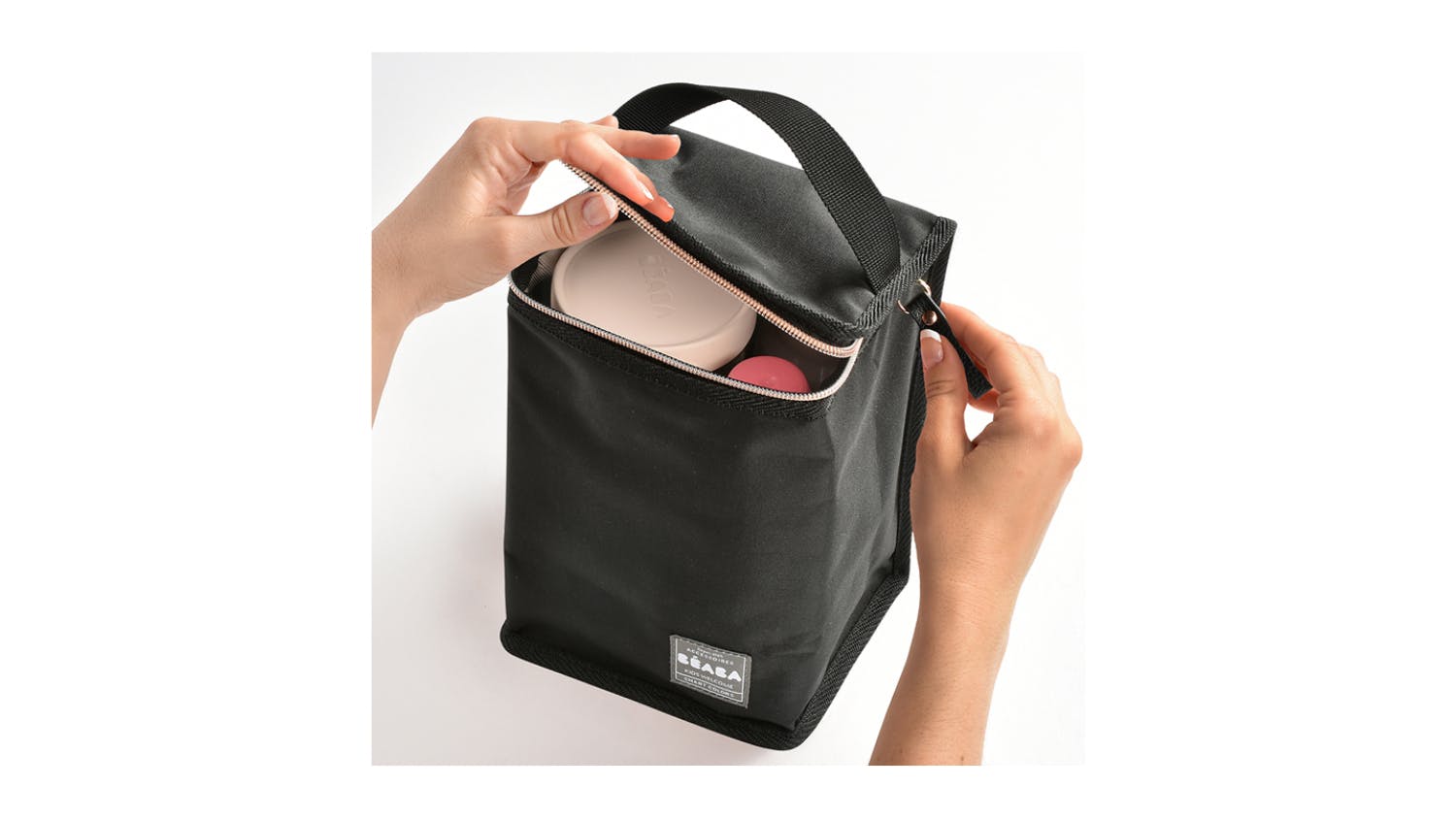 Beaba Isothermal Meal Pouch - Black/Pink Gold
