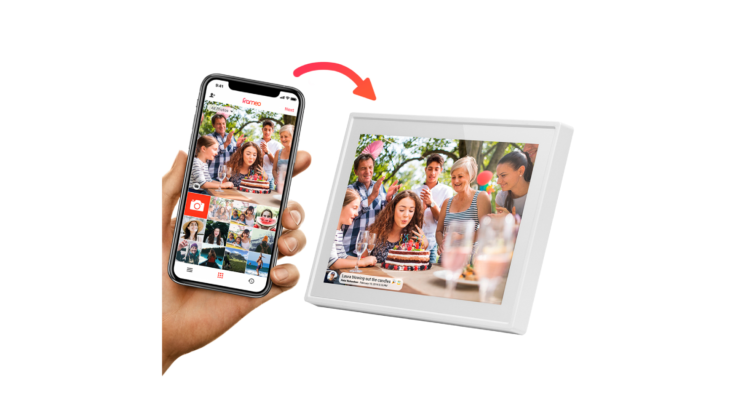 Jackson Frameo 10.1" Digital Photo Frame White with Oak Frame