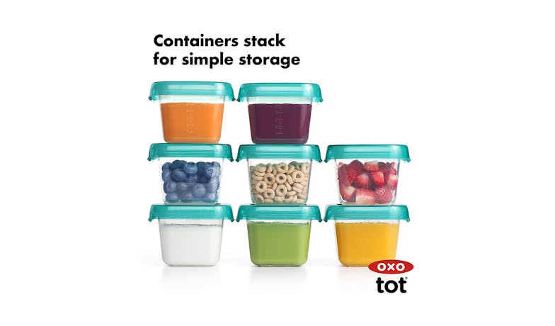 OXO Tot 2oz Baby Blocks Plastic Freezer Storage Containers - Teal