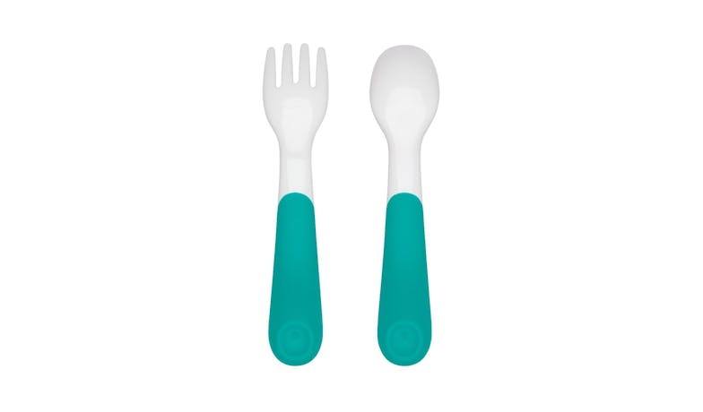 OXO Tot On-the-Go Plastic Fork & Spoon Set with Travel Case - Teal