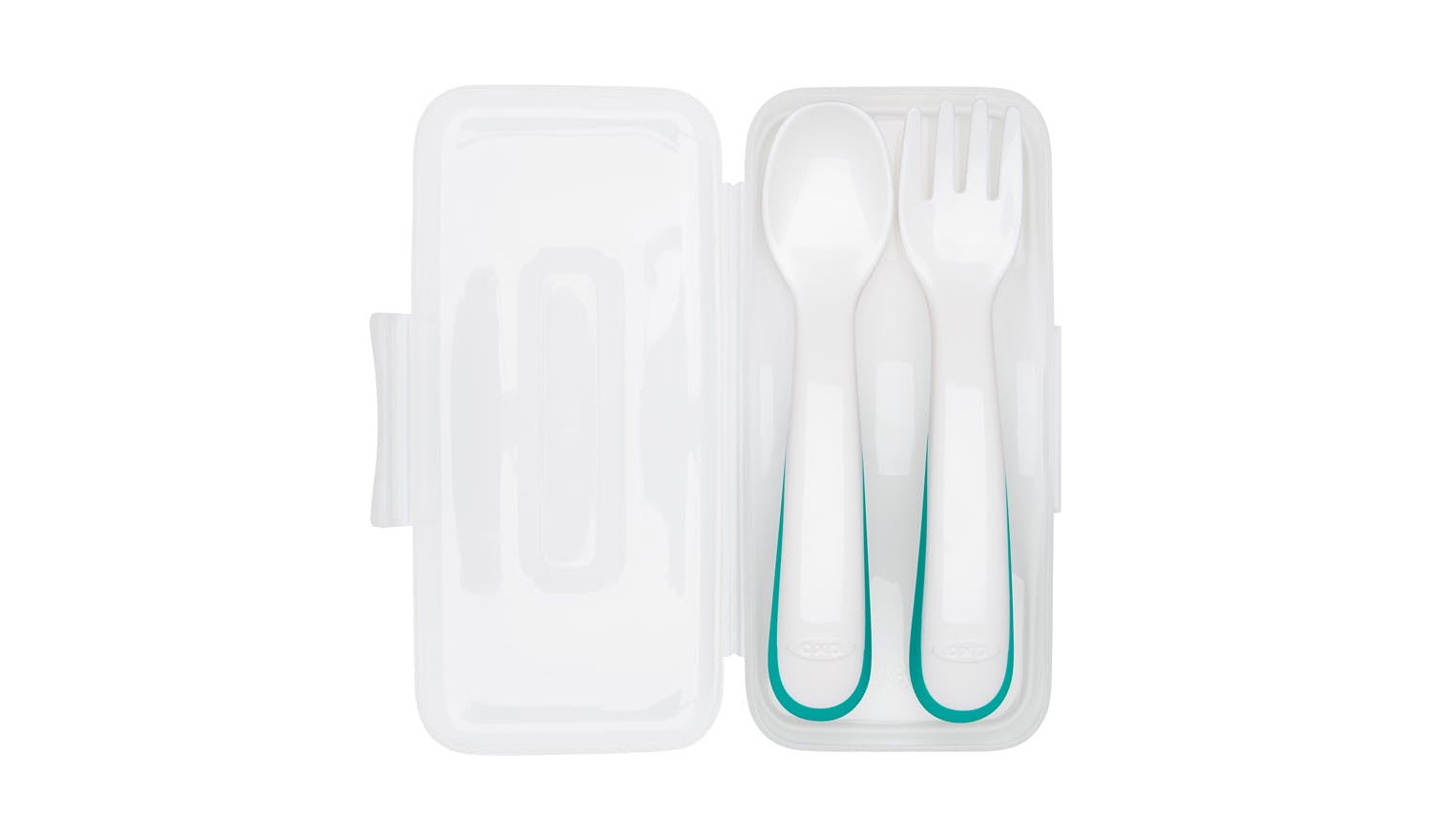 OXO Tot On-the-Go Plastic Fork & Spoon Set with Travel Case - Teal