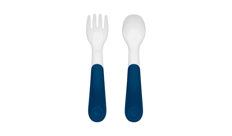 OXO Tot On-the-Go Plastic Fork & Spoon Set with Travel Case - Navy