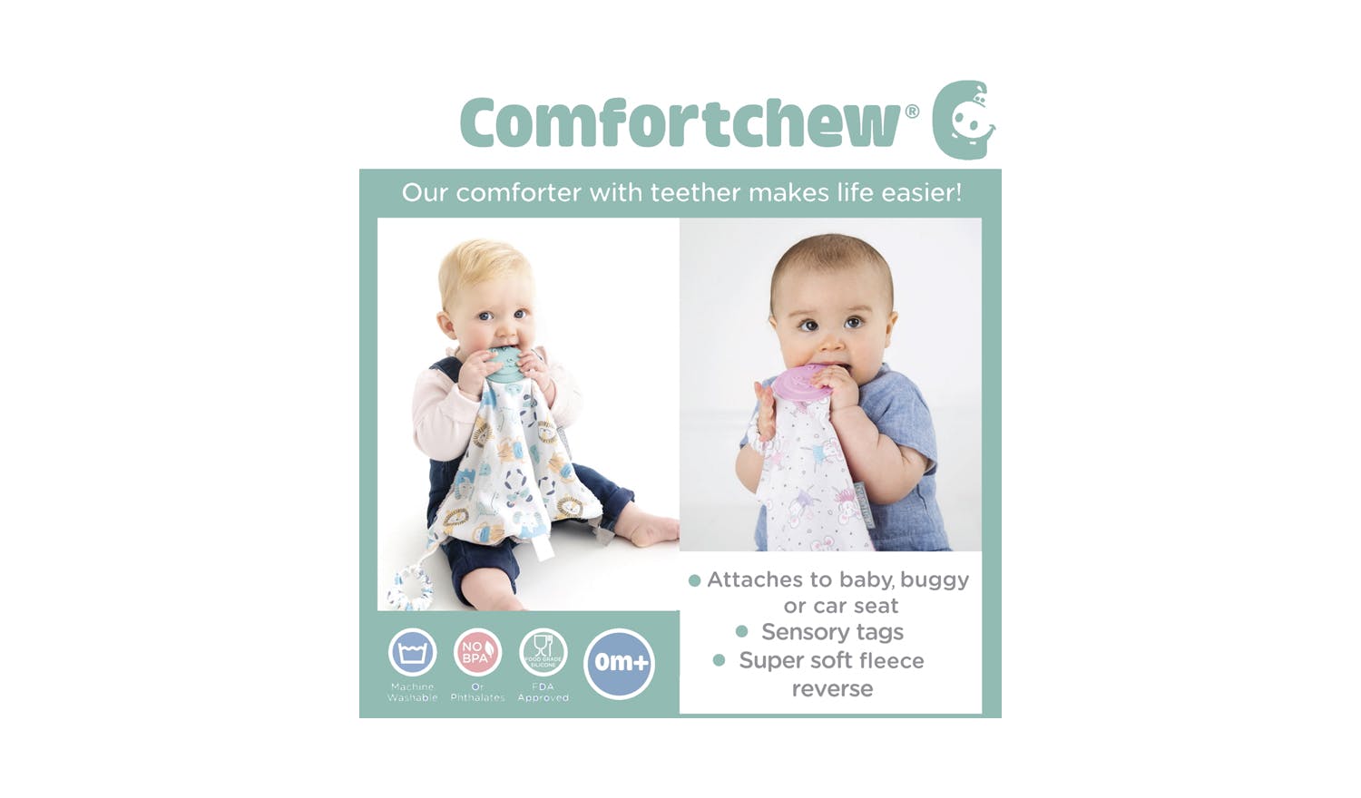 Cheeky Chompers Comforter with Teether - Made with Love Comfortchew