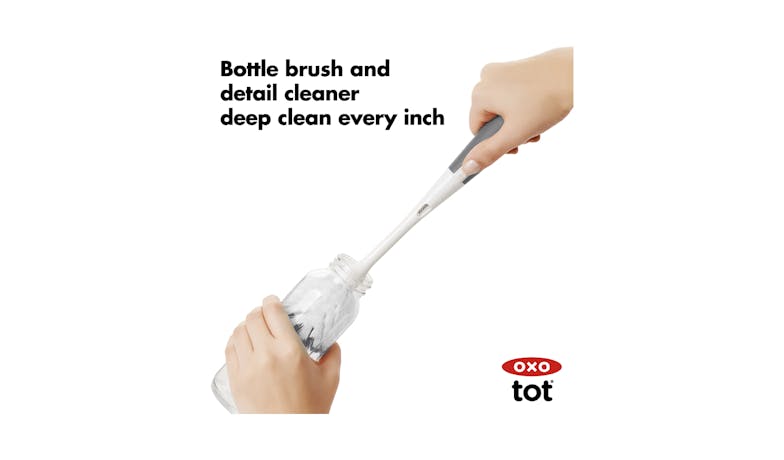 OXO Tot On-the-Go Drying Rack with Bottle Brush - Grey