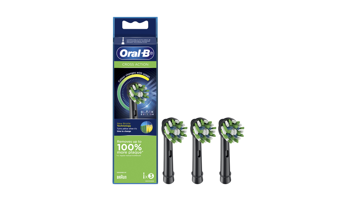 Oral-B CrossAction Brush Head Refill Black - 3 Pack