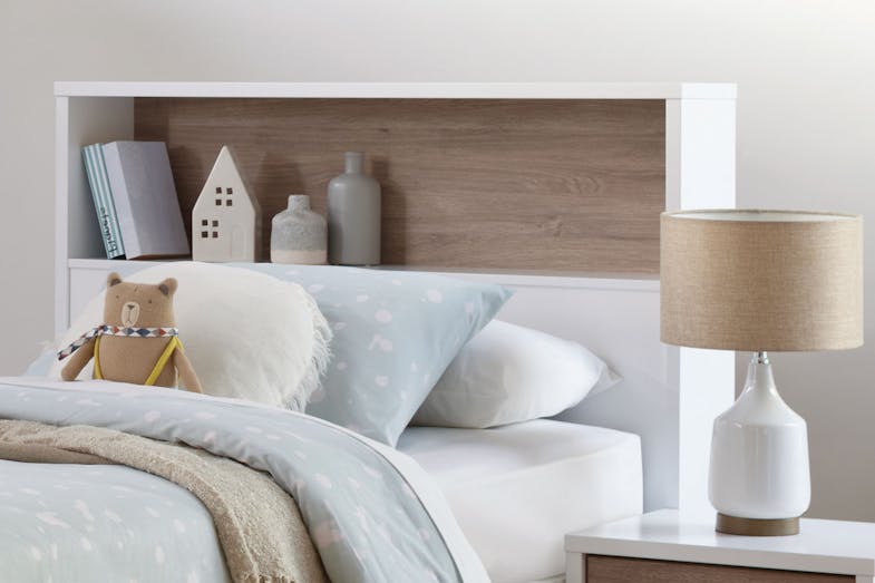 Hero Single Storage Headboard - White & Woodgrain