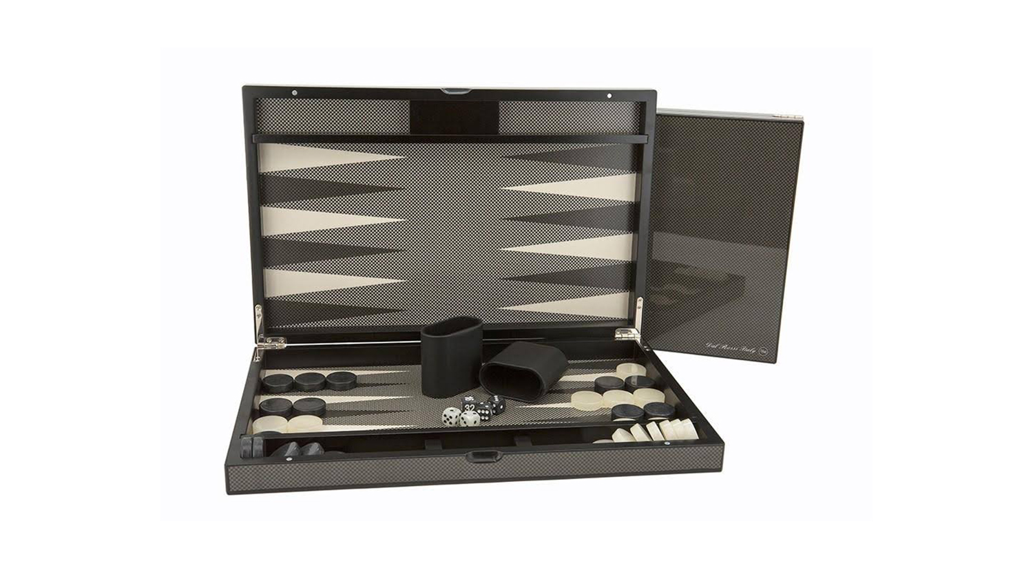 Dal Rossi 15" Backgammon Set - Carbon Fibre Finish