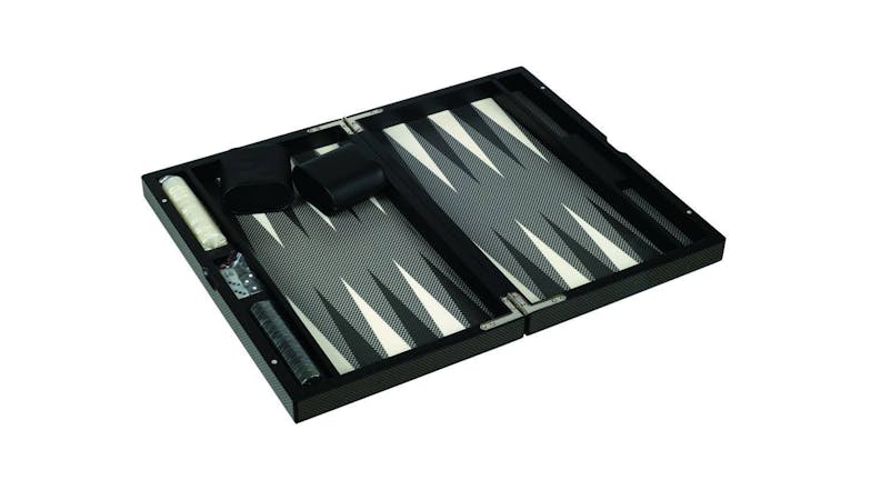 Dal Rossi 15" Backgammon Set - Carbon Fibre Finish