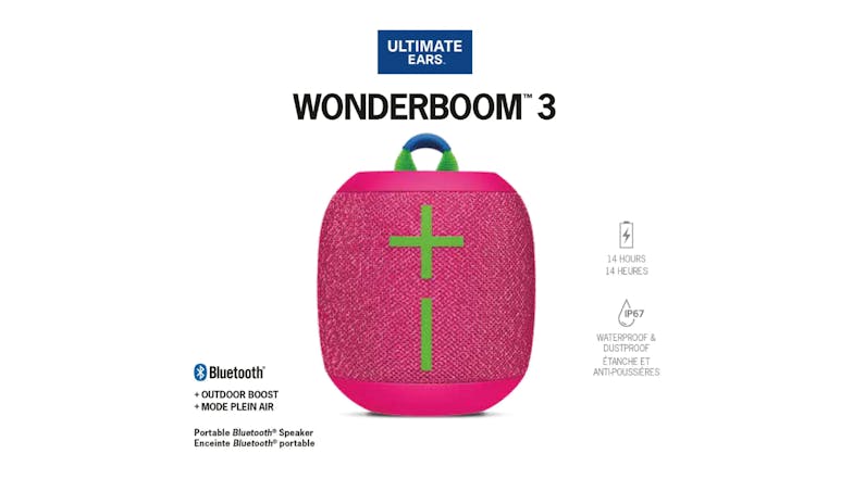 Ultimate Ears WONDERBOOM 3 Portable Bluetooth Speaker - Hyper Pink