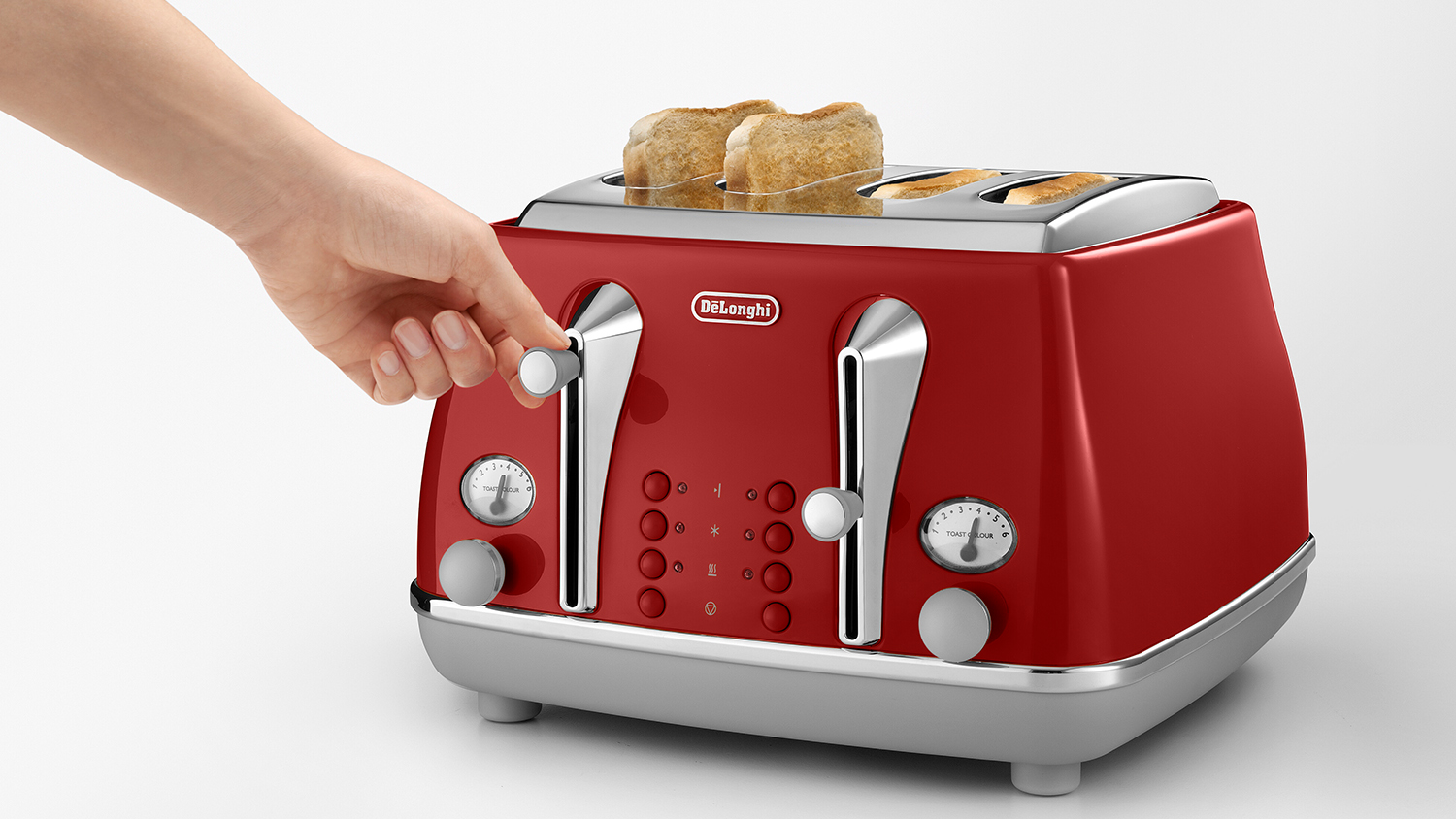 DeLonghi Icona Capitals 4 Slice Toaster Tokyo Red Harvey Norman New
