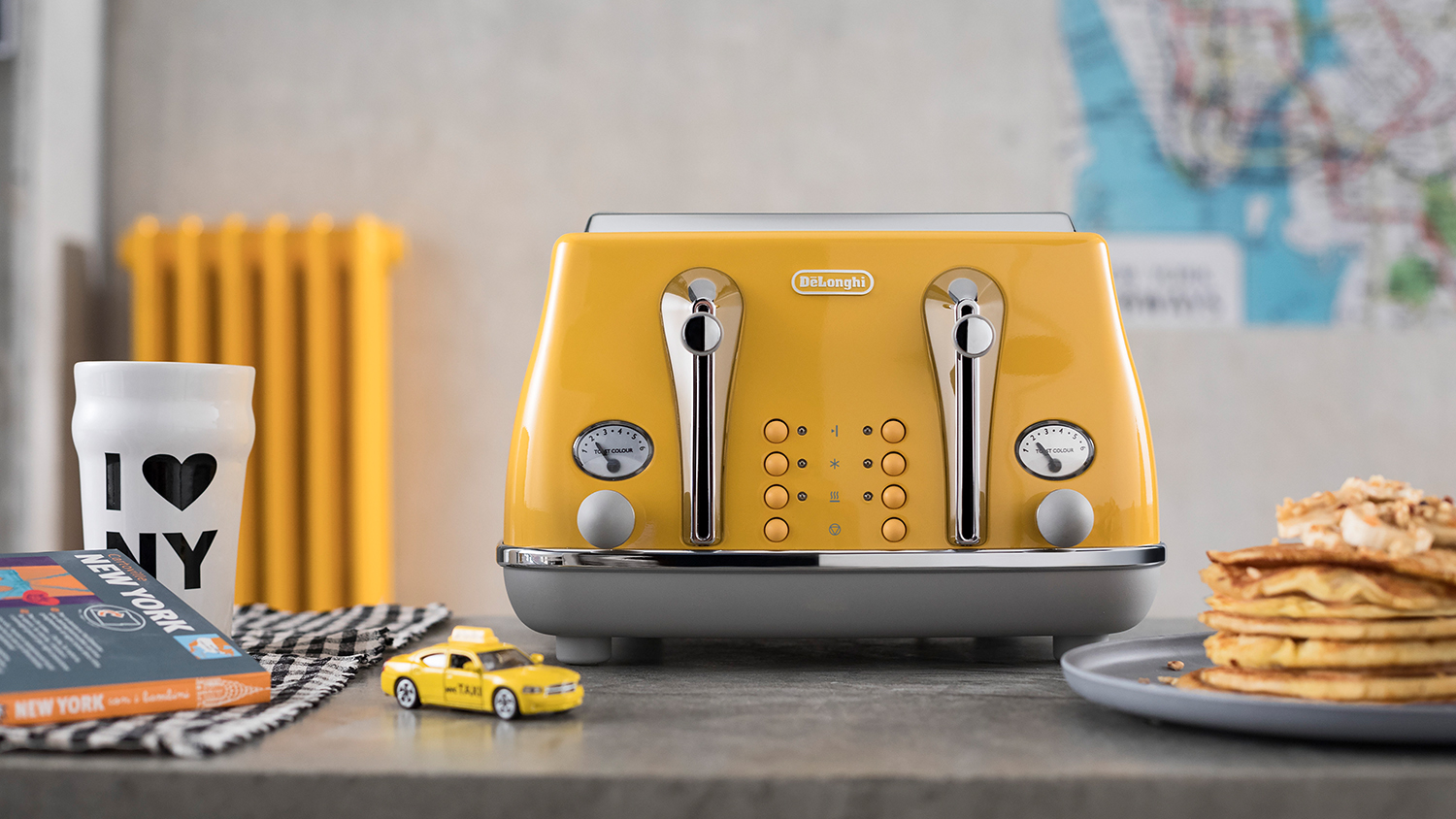 Delonghi yellow kettle and toaster hotsell