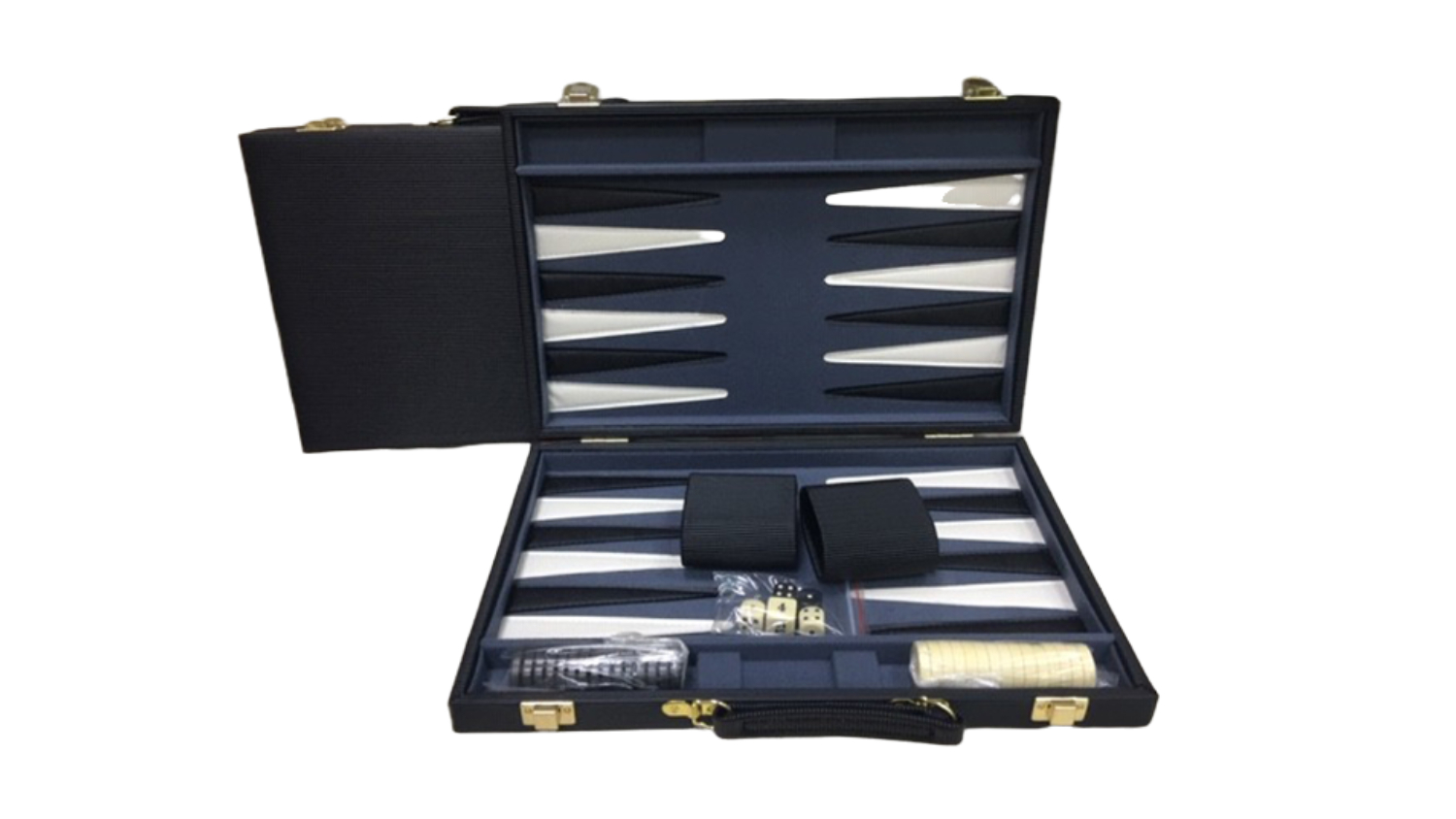 Puzzle & Game 15" Black Strip Textured Backgammon Set