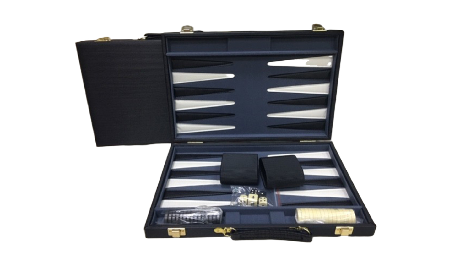 Puzzle & Game 18" Black Strip Textured Backgammon Set