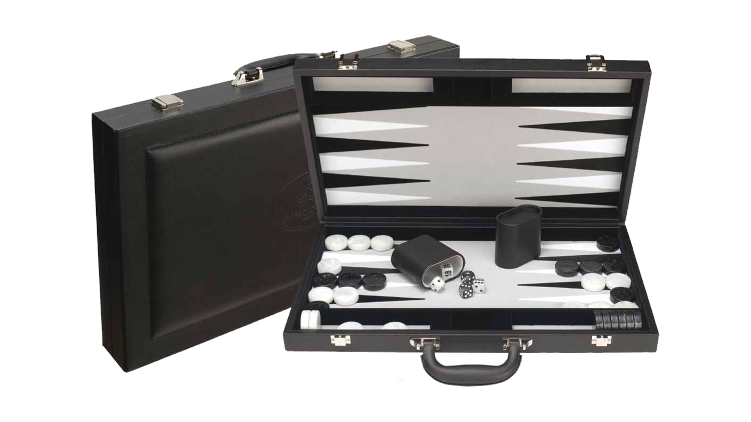 Dal Rossi 18" Backgammon Set -  Black Leather Style