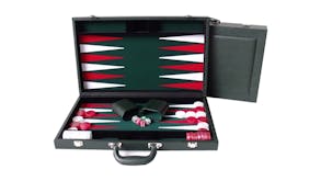 Dal Rossi 15" Backgammon Set - PU Leather Green
