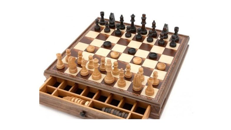 Dal Rossi Chess/Checkers Walnut Box