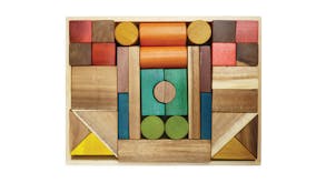 Qtoys Natural Colour Wooden Blocks - 34 Piece