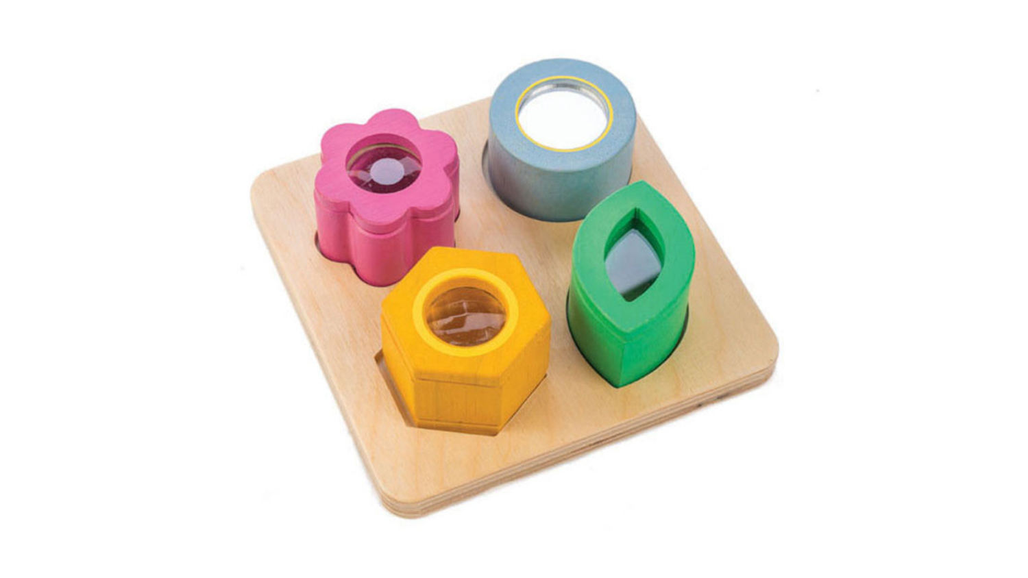 Tender Leaf Toys Sensorik-Spiel 'Visual Sensory Tray' – Mit 4 Holzformen, Spiegeln & Linsen
