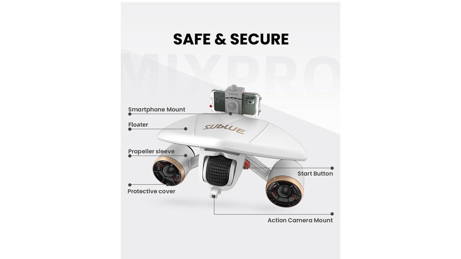 Sublue Whiteshark Mixpro Underwater Scooter - White