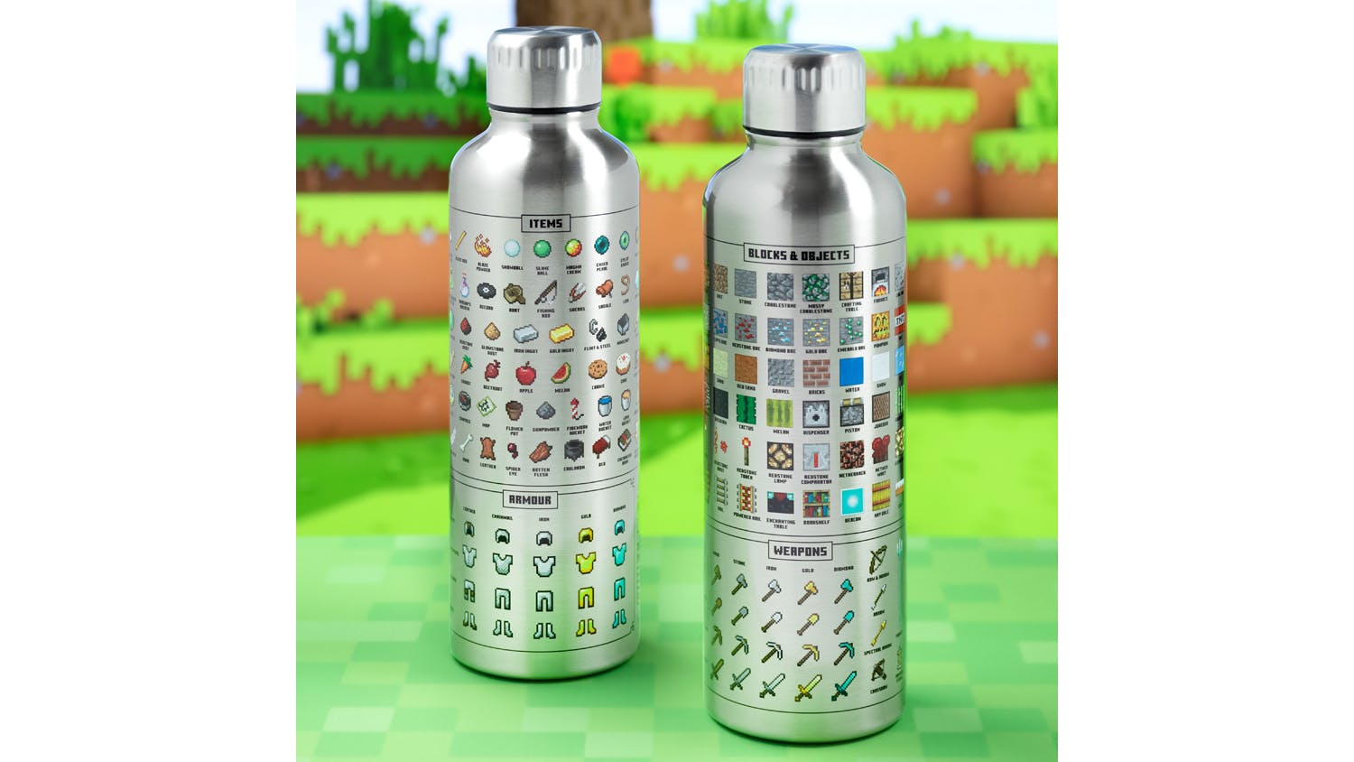 Paladone Minecraft Metal Water Bottle - Stainless Steel