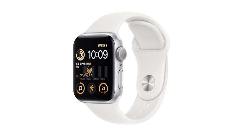 Apple Watch SE (2nd Gen, 2022) (GPS) 40mm Silver Aluminum Case with White Sport Band