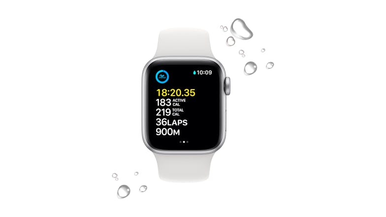 Apple Watch SE (2nd Gen, 2022) (GPS) 40mm Silver Aluminum Case with White Sport Band