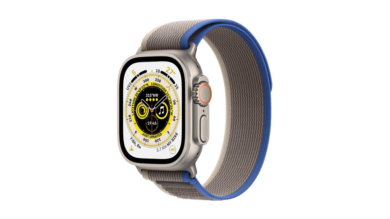 Apple Watch Ultra GPS & Cellular 49mm Titanium Case with M-L Blue Gray Trail Loop