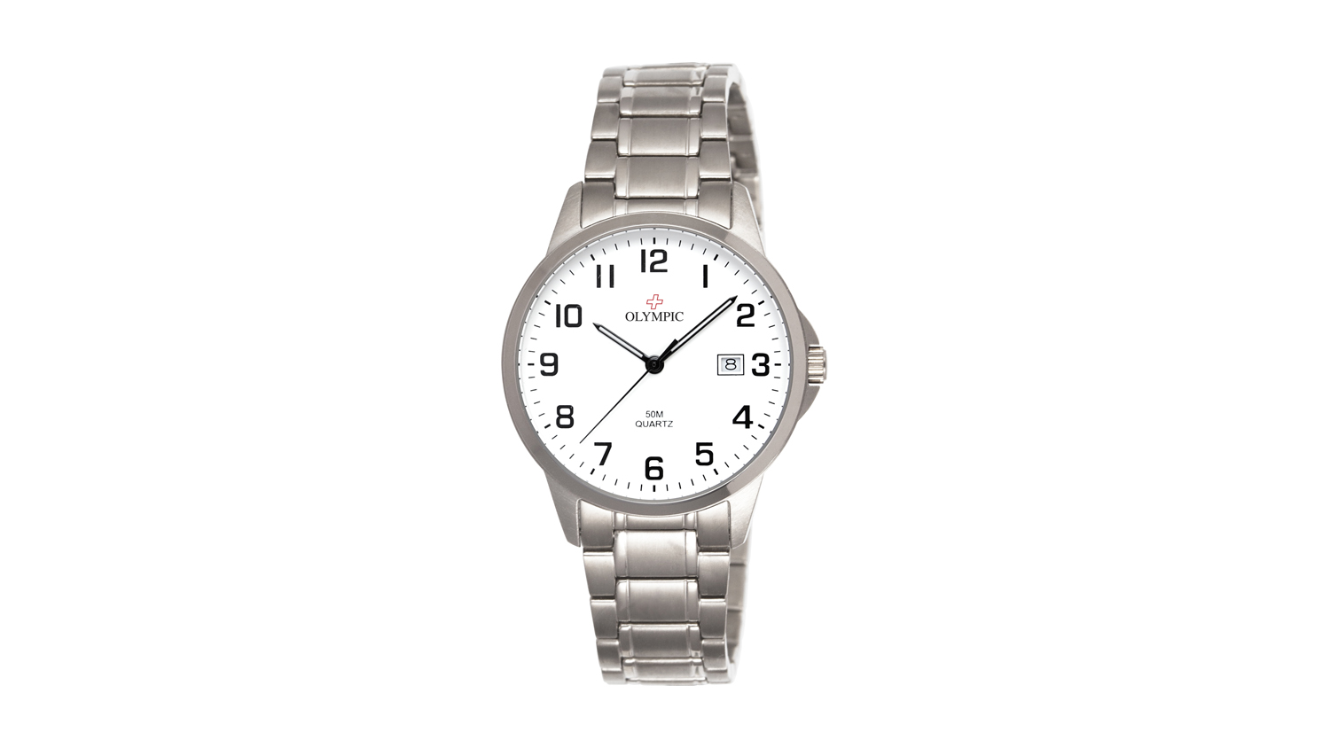 Olympic Stainless Steel White Dial Watch - Bracelet Band