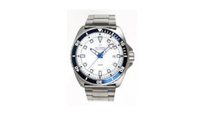 Olympic Aquanaut Stainless Steel Blue/White Dial Watch - Metal Band