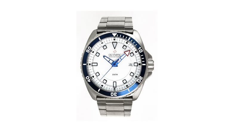 Olympic Aquanaut Stainless Steel Blue/White Dial Watch - Metal Band
