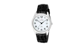 Olympic Gents Stainless Steel Watch - Black Leather