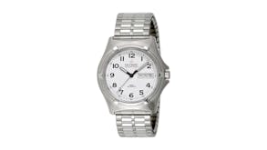 Olympic Work Stainless Steel 12 Figure White Dial Watch - Expanding Band