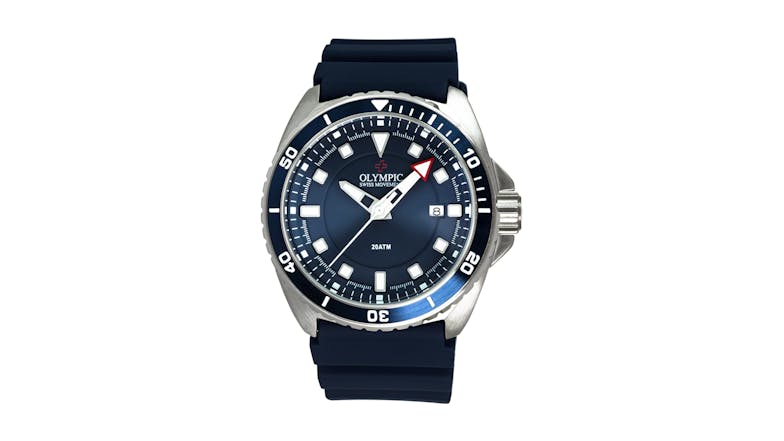 Olympic Aquanaut Stainless Steel Blue Divers Watch - Blue PU Strap