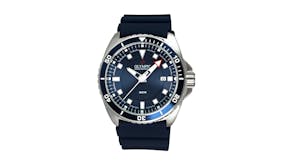 Olympic Aquanaut Stainless Steel Blue Divers Watch - Blue PU Strap