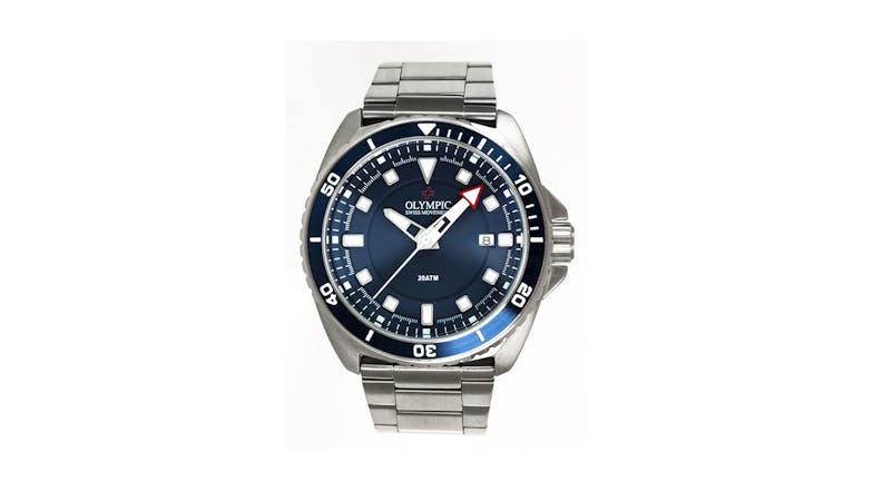 Olympic Aquanaut Stainless Steel Blue Dial Watch - Metal Band