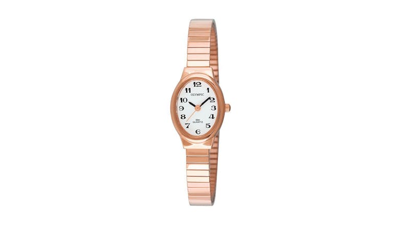Olympic Ladies Oval IPG Rose Watch - Expanding Band