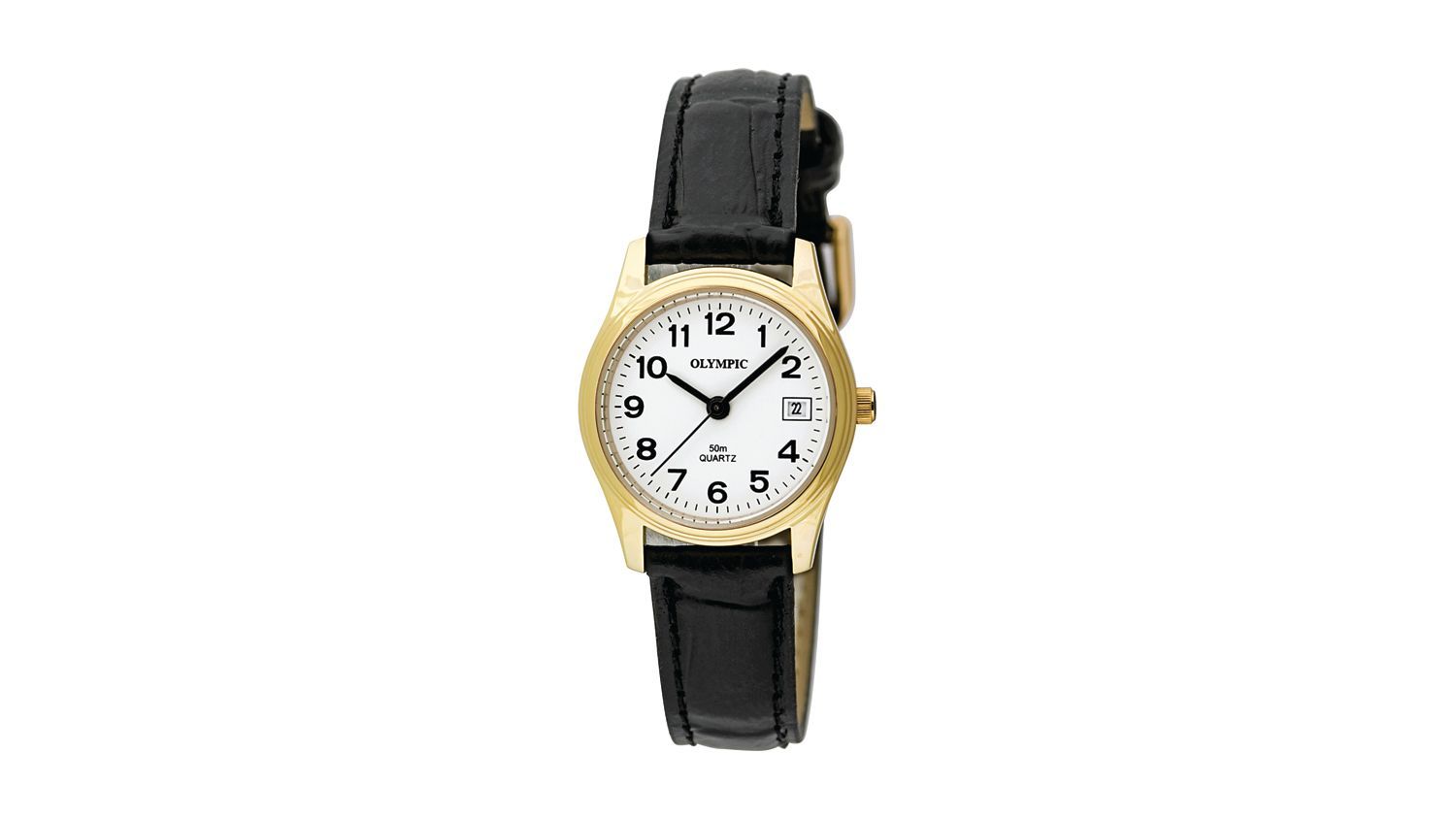 Olympic Ladies Large IPG Watch - Black Leather Strap