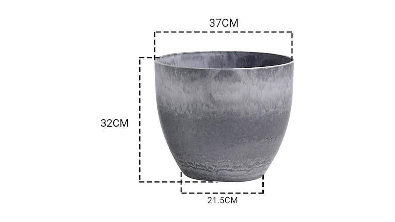 Soga 32cm Round Resin Planter - Weathered Grey
