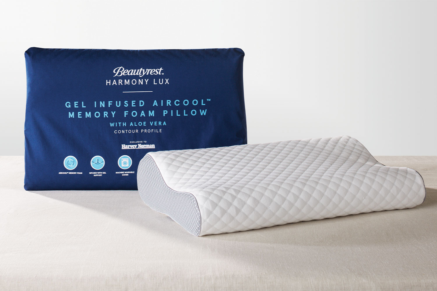 Harmony Lux Gel Infused Memory Foam Pillow by Beautyrest Contour Harvey Norman New Zealand