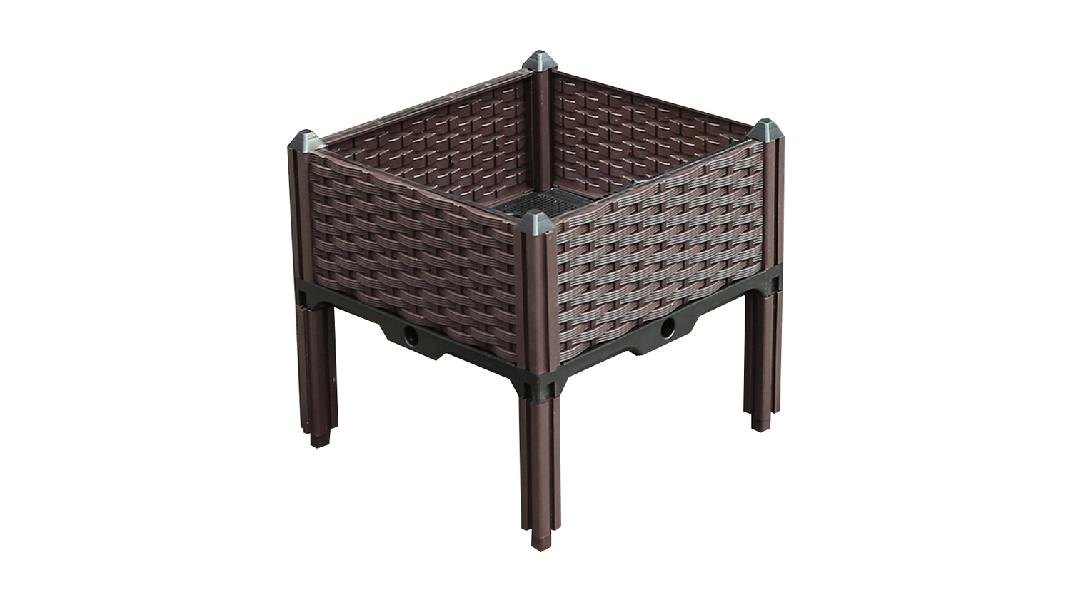 Soga 40x51cm Garden Plastic Planter Box with Legs - Dark Brown