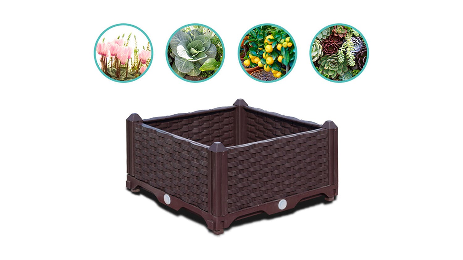 Soga 40x51cm Garden Plastic Planter Box with Legs - Dark Brown