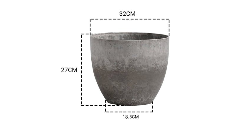 Soga 27cm Round Resin Planter - Rock Grey
