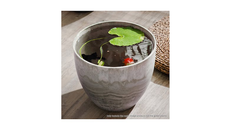 Soga 27cm Round Resin Planter - Rock Grey