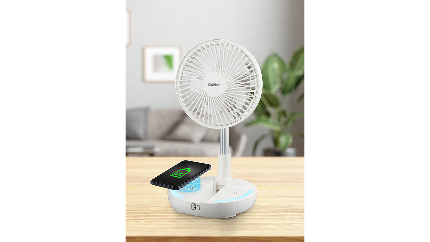 Goldair 18cm Platinum Rechargeable Desk Fan | Harvey Norman New Zealand