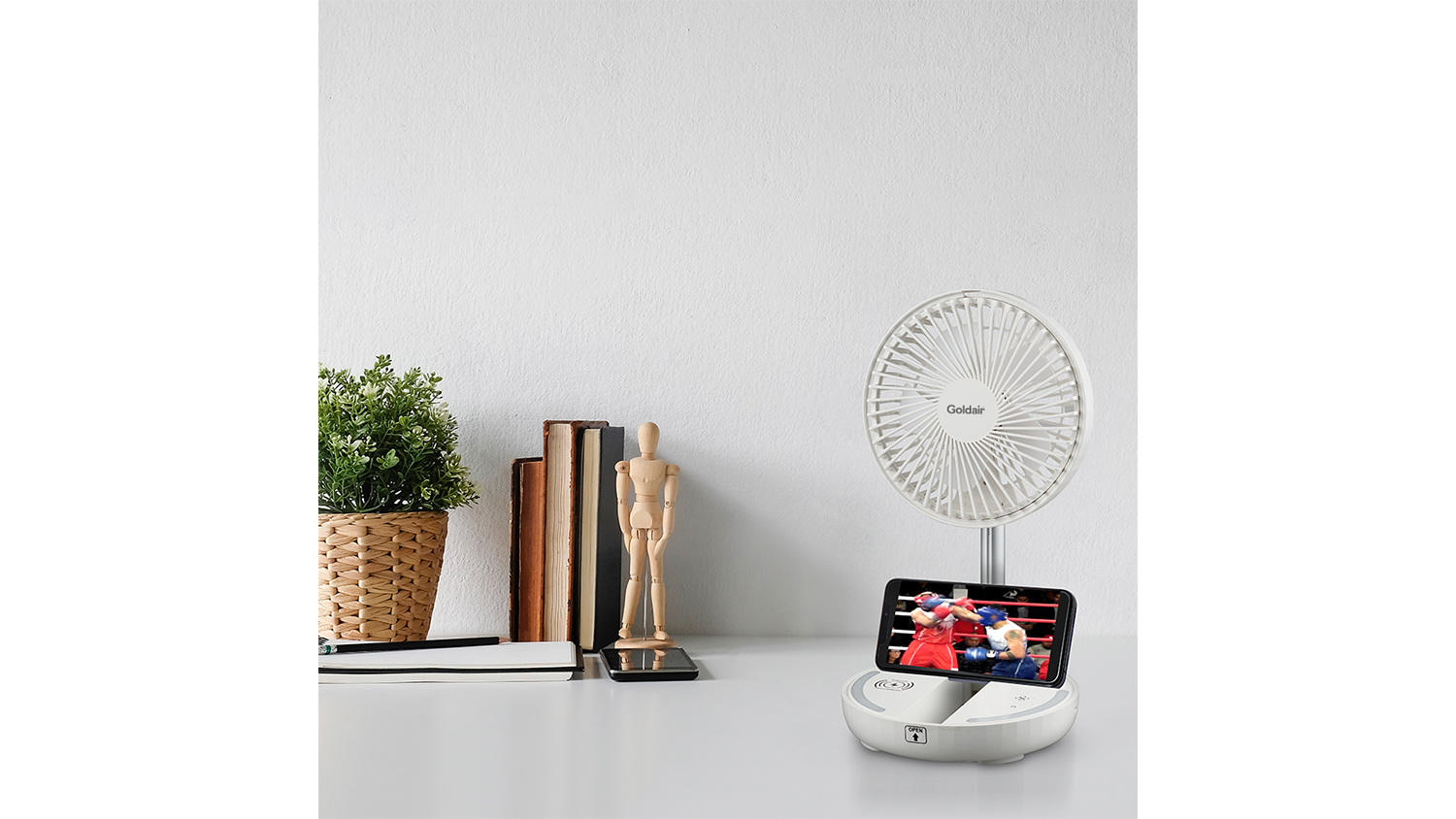 Goldair 18cm Platinum Rechargeable Desk Fan | Harvey Norman New Zealand
