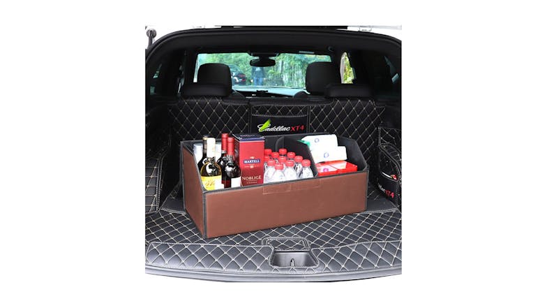 Soga Leather Car Boot Storage Box Medium - Coffee