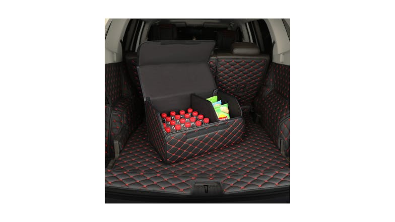 Soga Car Boot Storage Box Small - Black Red